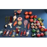Collection of novelty glass Christmas decorations and baubles - some vintage