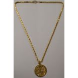 Tested as 18kt gold pendant necklace, 18.2g