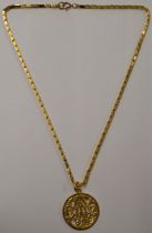 Tested as 18kt gold pendant necklace, 18.2g