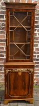 Chippendale style display cabinet in yew wood veneer, H180cm x W55cm x D33cm