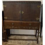1930's reproduction cabinet on stand with plate hinges Ht 150cm W 122cm D 54cm
