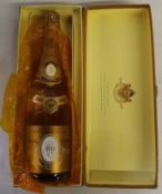 Boxed bottle of 2002 Cristal champagne with box (some damage to box)