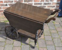 Oak serving trolley with drop leaves