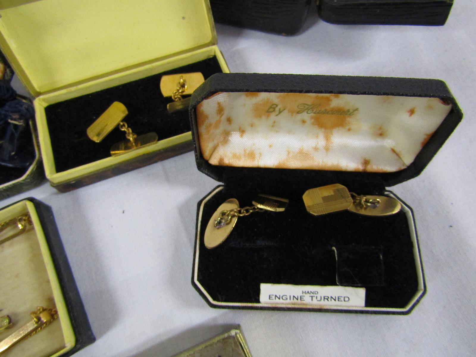 Collection of mixed cufflinks and tie pins includes rolled gold, gold on silver etc also 5 Gents - Image 8 of 9