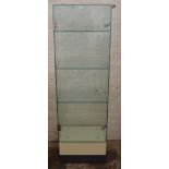 Glass shop display cabinet Ht 148cm W 45cm D 32cm