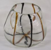 Blown glass vase with black and amber lines - approx. 16cm tall