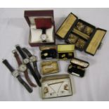 Collection of mixed cufflinks and tie pins includes rolled gold, gold on silver etc also 5 Gents