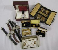 Collection of mixed cufflinks and tie pins includes rolled gold, gold on silver etc also 5 Gents