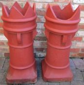 Pair of painted terracotta chimney pots