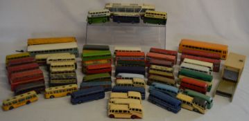 Approximately 52 diecast Dinky Toys buses, including Routemaster, Viceroy 37, Vega Major Luxury