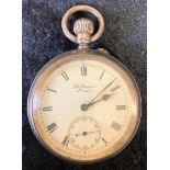 J W Benson London silver case pocket watch London 1916 with Champagne glass (running)
