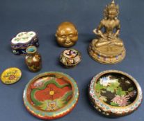 Japanese brass sculpture of Buddha head with four faces, resin Tibetan Buddhist figure & selection