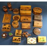 Selection of carved wooden souvenir ware (mainly from Jerusalem) including decorative boxes