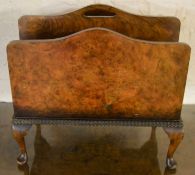 1920/30's magazine rack in walnut veneer on cabriole legs