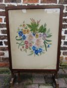 Flower embroidered folding table / fire screen