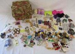 Sewing box containing crochet wool, accessories and a large amount of buttons including glass