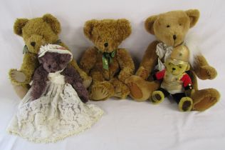 Teddy bears includes Cambrian, Merrythought, Harrods, Hookes and Marsha Freison Bartons Creek