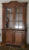 Dutch style 18th century style display bookcase with inlay cross banding Ht 215cm W 126cm D 44cm