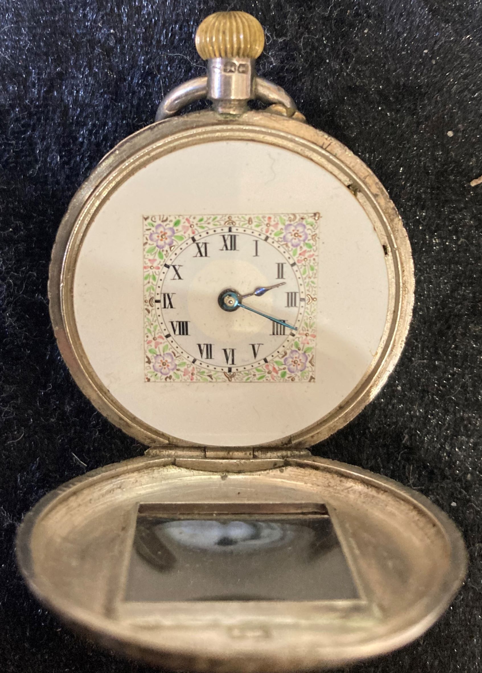 Silver case square dial fob watch Birmingham 1885 - Image 3 of 4