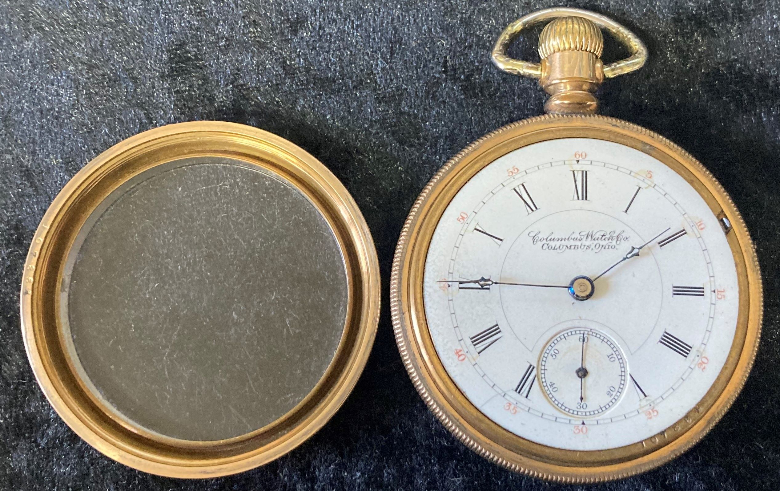 Columbus Watch Co. screw case gold plated pocket watch with bevel glass - Image 4 of 4