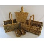 Wicker baskets and wooden clogs