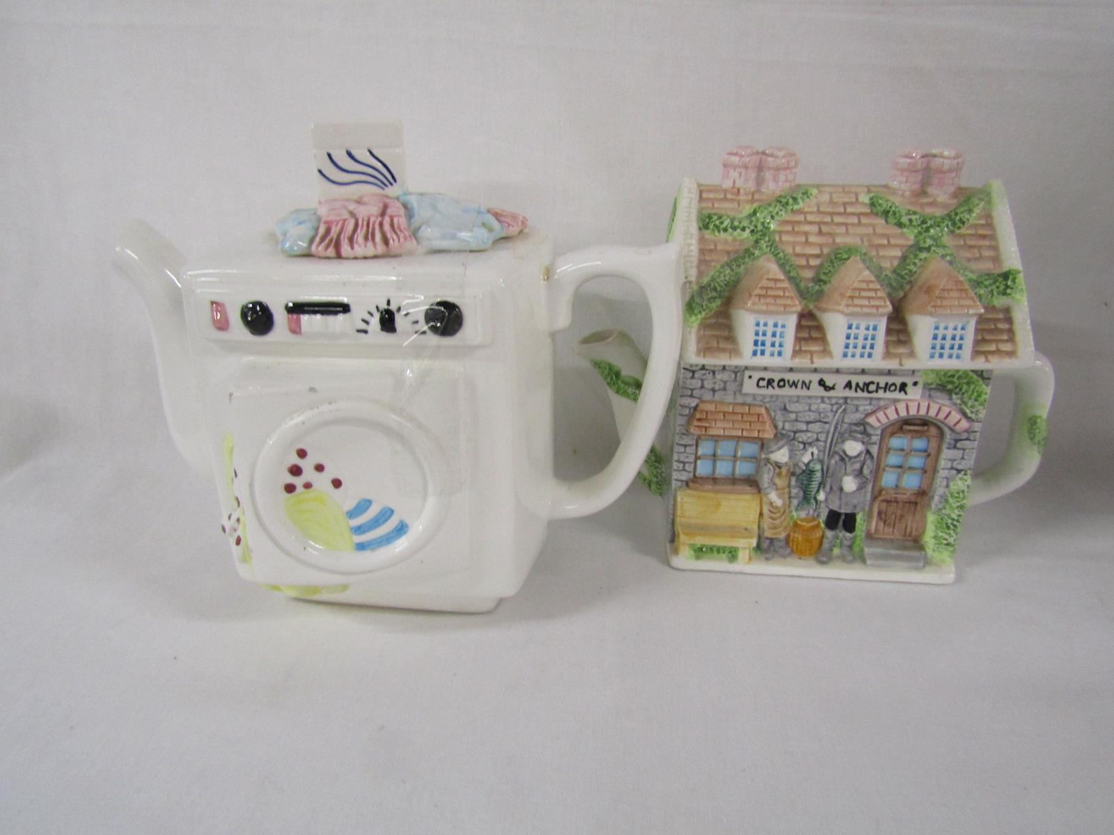 10 teapots to include washing machine Leonard ' The Crown', a crown, Primrose Cottage and Bell - Image 2 of 6