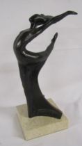 Marc Arangay dancing bronze lady on marble plinth - approx. 31cm tall