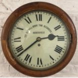 Dial wall clock 'The Gledhill Brook Time Clock' possibly converted from a time recorder. Diameter