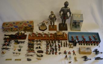 Large quantity of diecast figures,  including Crescent royal Coronation coach and one other,