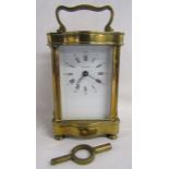 Jean Renet brass cased carriage clock - stamped L'epee 1889 Made in France 11 jewels  - approx. 11.