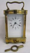 Jean Renet brass cased carriage clock - stamped L'epee 1889 Made in France 11 jewels  - approx. 11.