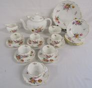 Royal Crown Derby 'Derby Posies' tea set - teapot, milk jug, sugar bowl, cups saucers and side