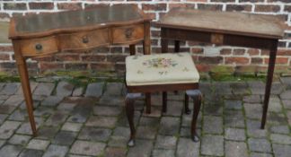 Reproduction Georgian bow fronted writing table with leather skiver, Georgian fold over tea