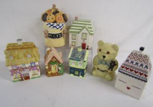 7 cookie / storage jars includes candy shop, sweetshop, bear, Kirstie Alsopp and cookies