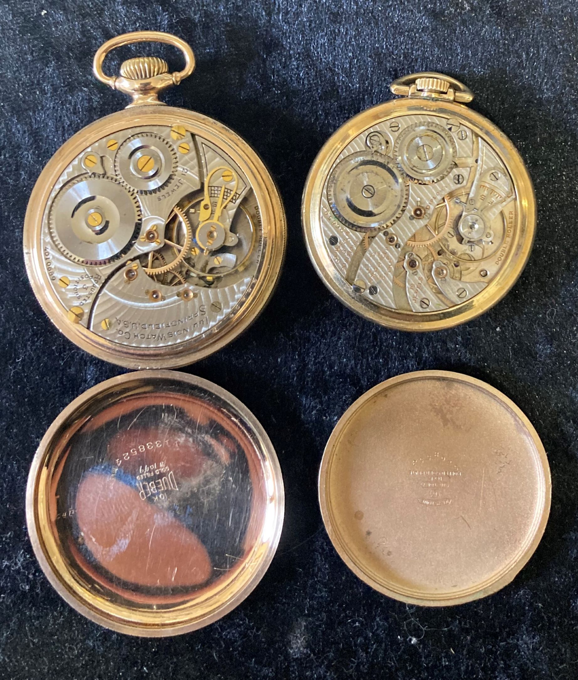 Illinois screw case gold plated pocket watch (running) & a small Illinois gold plated pocket - Image 2 of 3