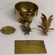 Large brass bowl with ring handles, ash tray, Weelsby Unionist Association Limited Registered Office