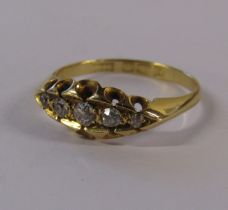 18ct gold 5 diamond ring - ring size N - total weight 3.13g
