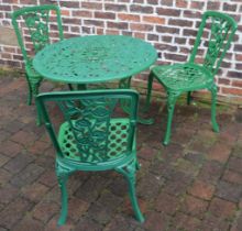 Cast alloy patio table & 3 chairs