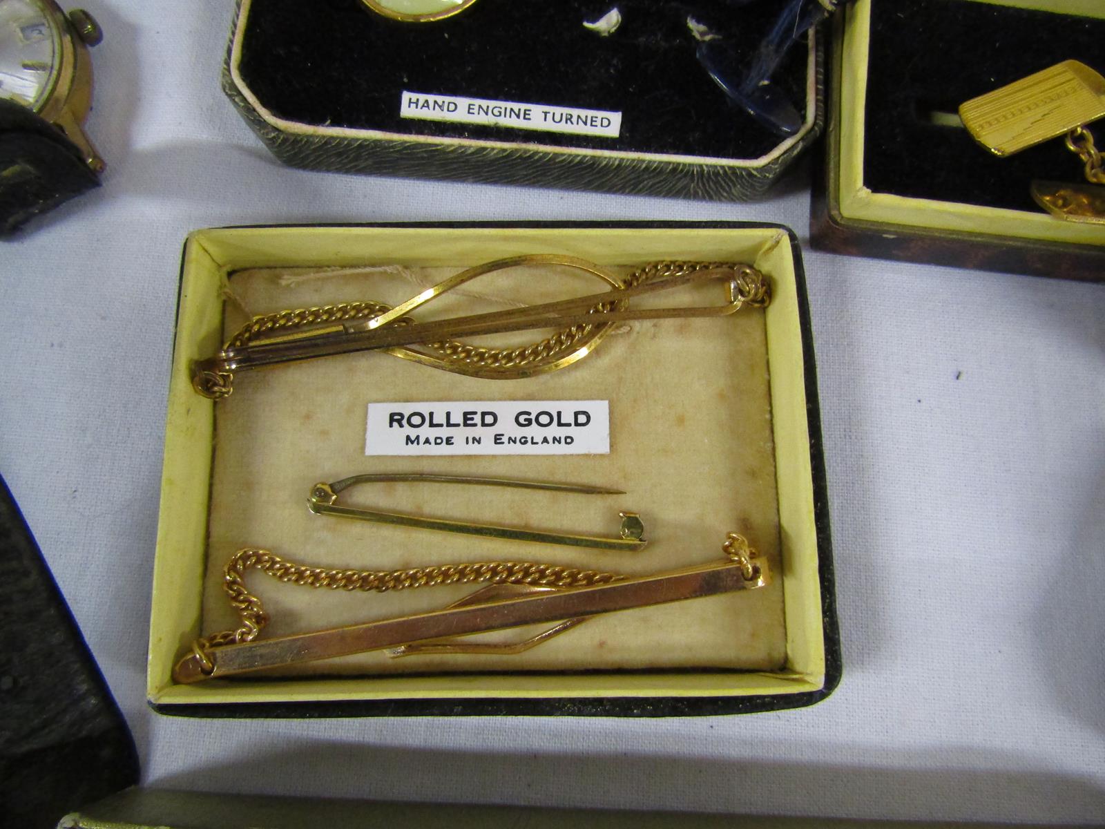 Collection of mixed cufflinks and tie pins includes rolled gold, gold on silver etc also 5 Gents - Image 6 of 9