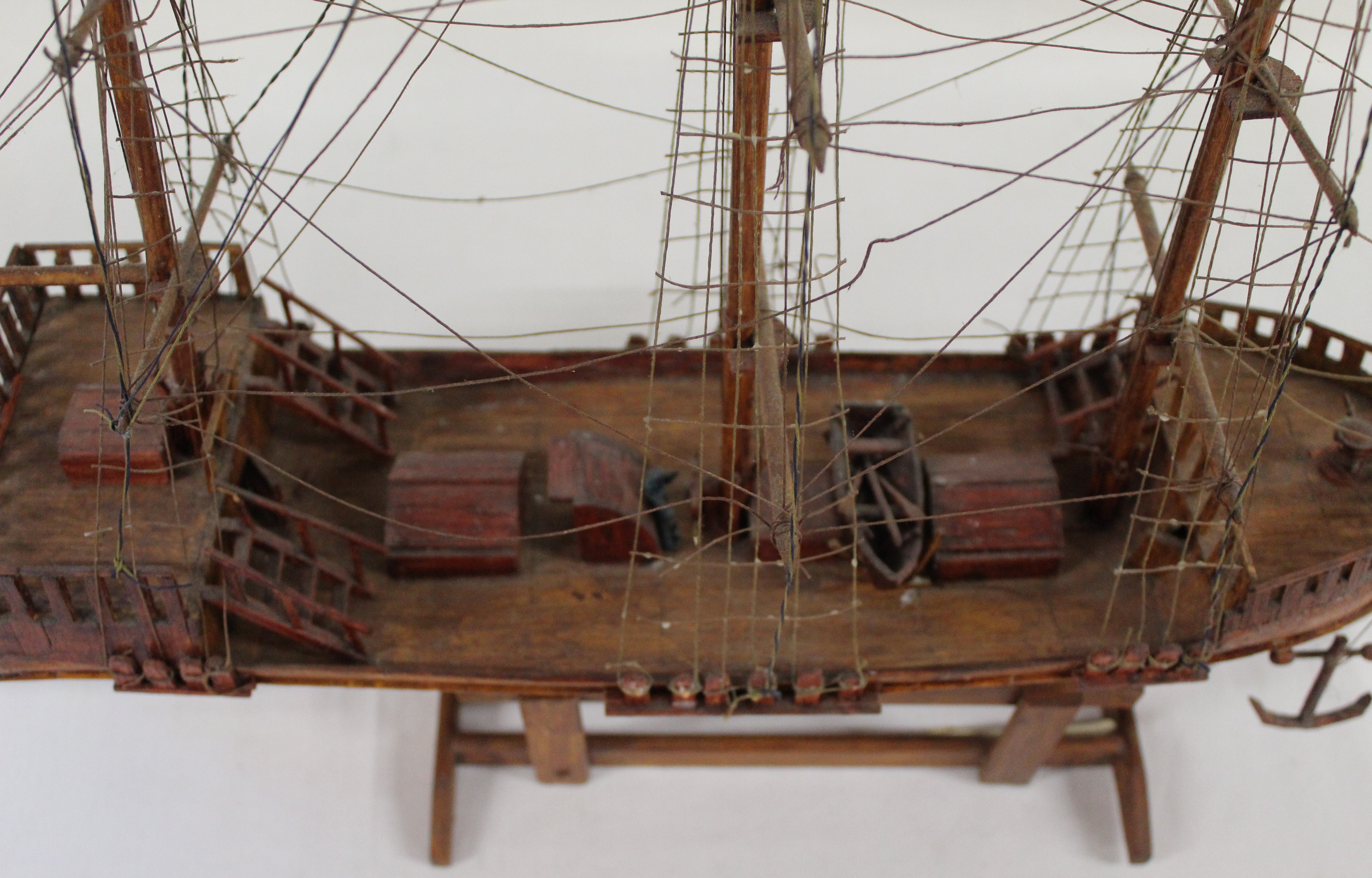 Wooden model galleon, W63cm x H56cm - Image 2 of 3