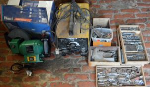 Fern FSNC - 200/150 bench grinder, Topweld 140 electric welder, drill, die & taps