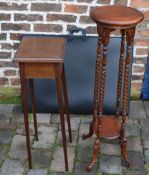 2 wooden plantstands & an art folder