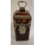 Continental tortoiseshell tea caddy (possibly originally a necessaire) with white metal