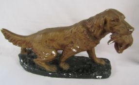 Madem plaster model of gun dog with game - approx. 49cm x 15cm x 32cm