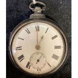 Silver pair case pocket watch by William Bartle of Market Rasen (not working) Birmingham 1881