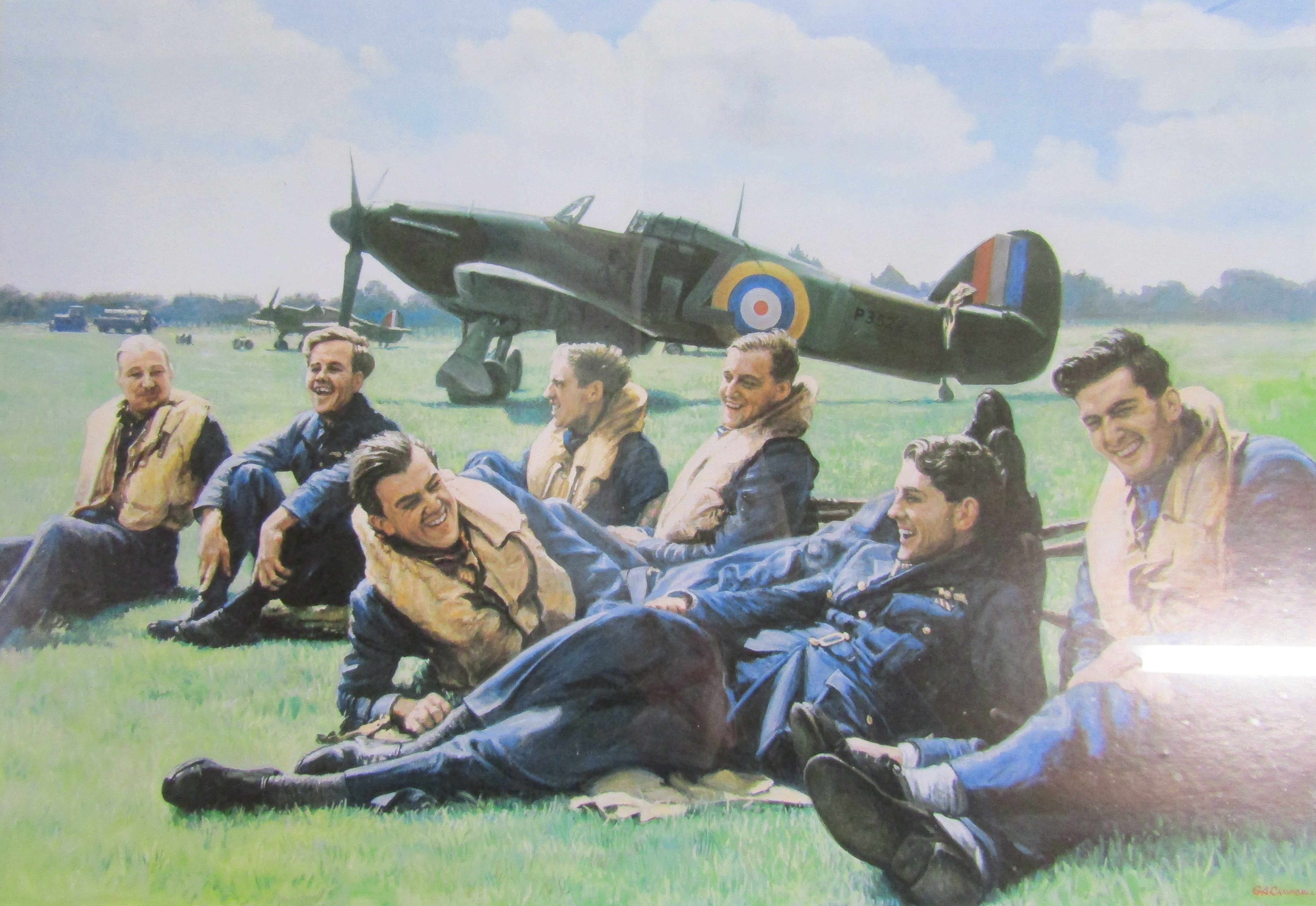 GA Campbell print No 32 Hawkinge Squadron (names to rear), Join the Royal Air Force poster and - Image 2 of 3