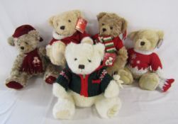 5 Harrods teddy bears - 1999, 2006, 2008, Maxwell Bear 2009 and Archie bear 2010