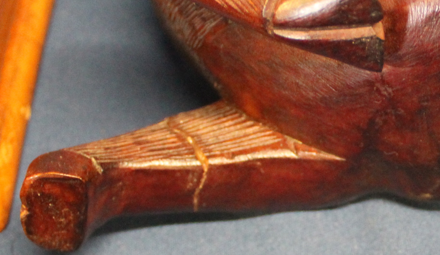 Selection of carved wooden animals including Chinese hardwood water buffalo (damage to leg) & pair - Image 3 of 3