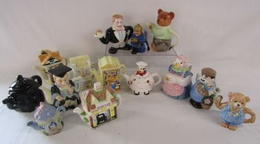 14 teapots includes fish and chip shop, elephant, Leonardo garage, waiter and fireman, chef,