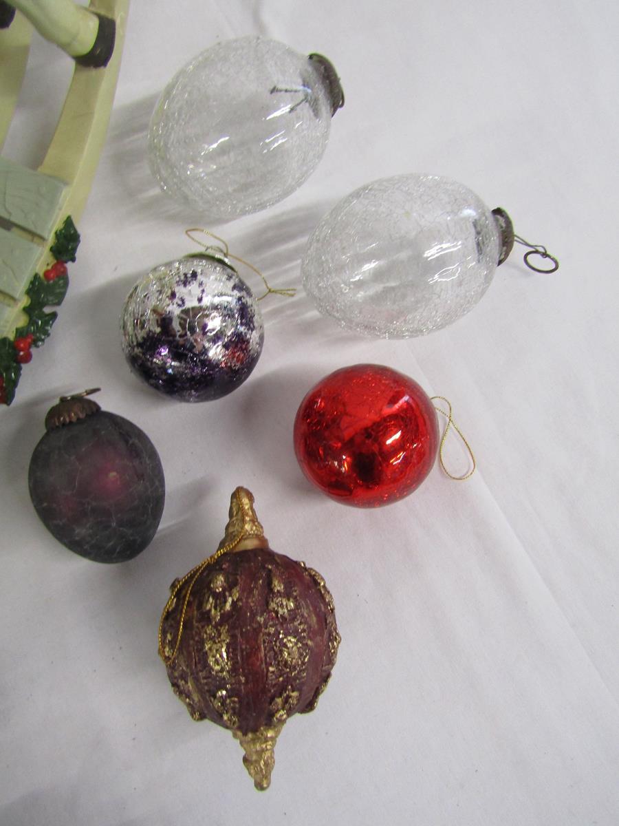 Christmas decorations includes glass baubles, decorative rocking horses, vintage wall hangers, - Image 2 of 7